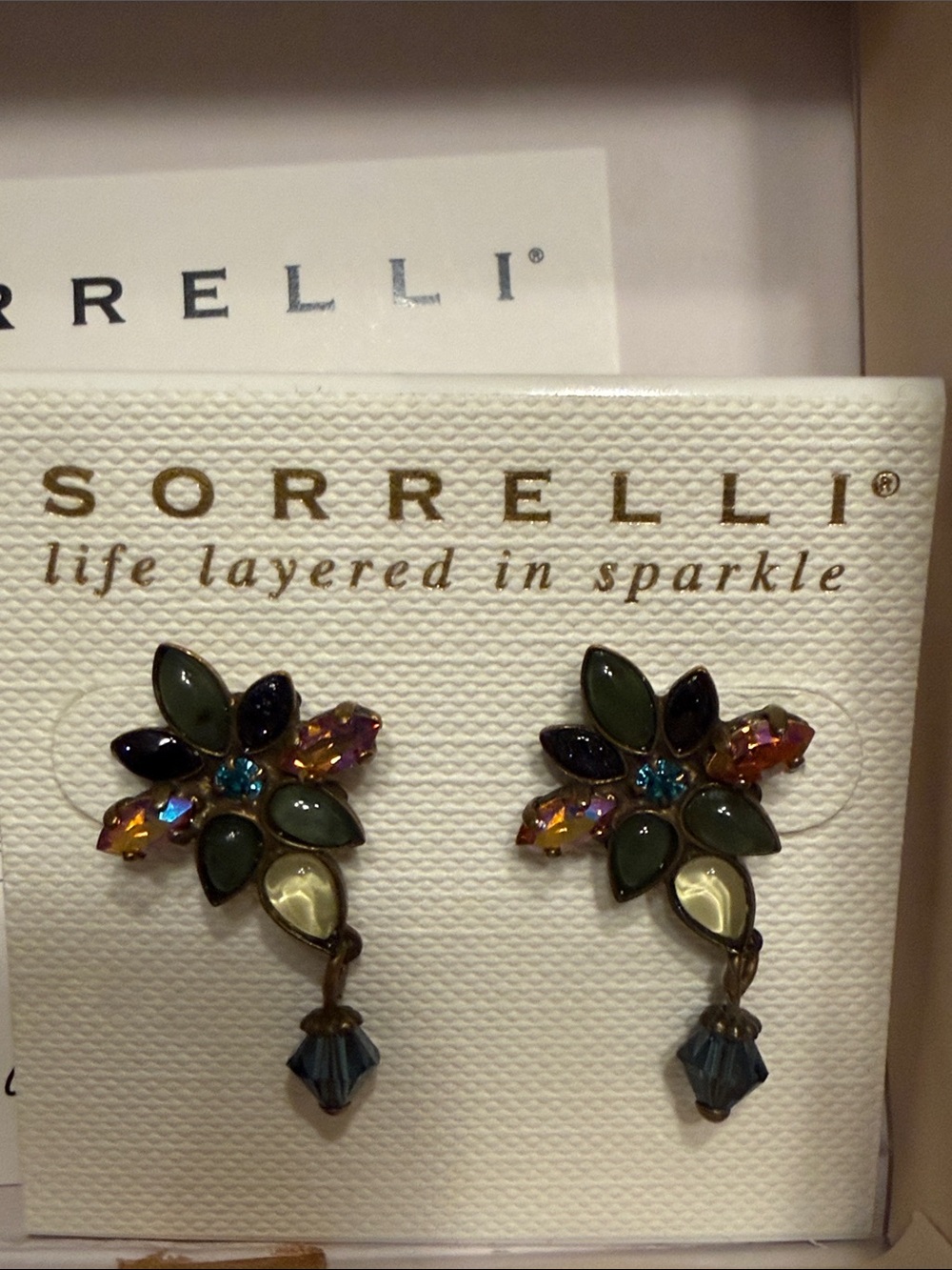 Sorrelli Green Floral Cluster Drop Earrings - Picture 7 of 7